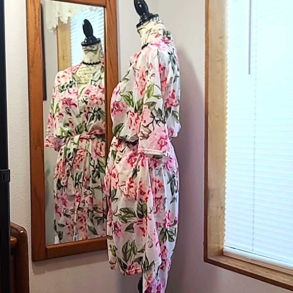 Mumu floral poly knit tie waist robe - Picture 3 of 8